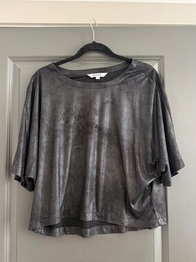 BB Dakota Shimmery Black Short Sleeve Boxy Top
